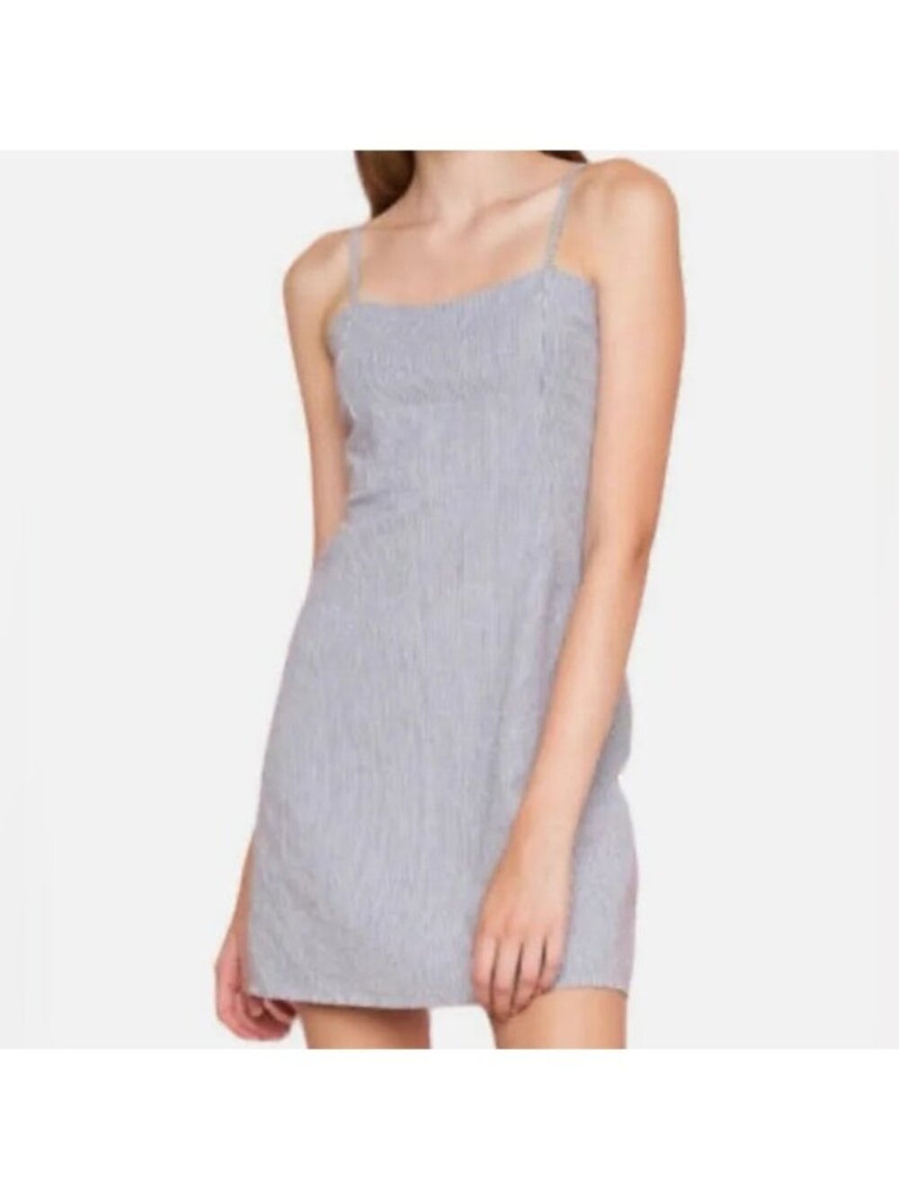 Brandy Melville Karla Pinstripe Mini Dress Charcoal Gray and White Cotton OS